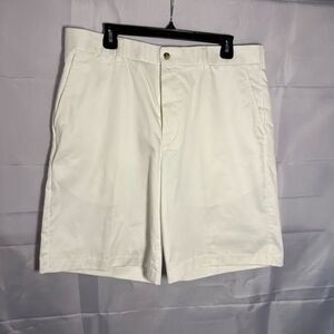 Alan Flusser Golf Men’s 36W White Flat Front Shorts 100% Cotton NWT